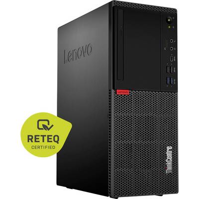 Tour de bureau Lenovo ThinkCentre avec ports avant et bouton d'alimentation, présentée avec un badge certifié RETEQ.