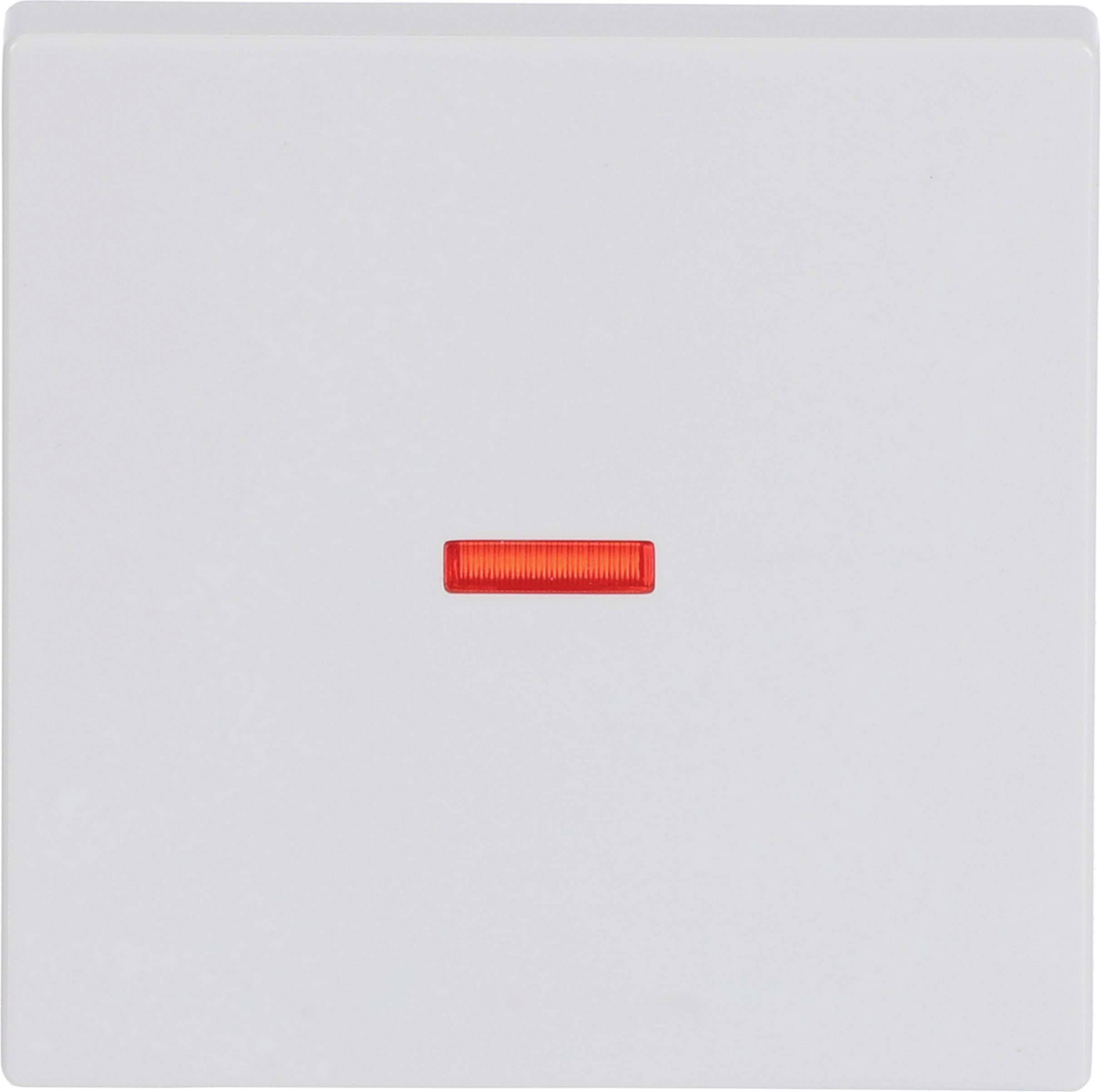 Plaque murale d'interrupteur blanc avec un petit voyant lumineux rouge illuminé au centre.