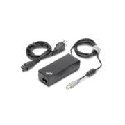Adaptateur d'alimentation noir avec deux câbles enroulés et connecteurs, présenté sur un fond blanc.