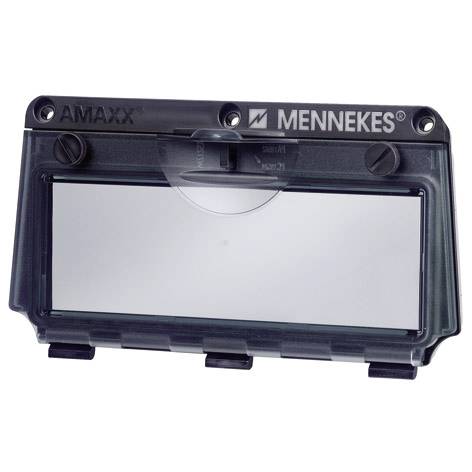 Couvercle de panneau électrique AMAXX MENNEKES noir avec fenêtre transparente et cadre de protection à charnière.