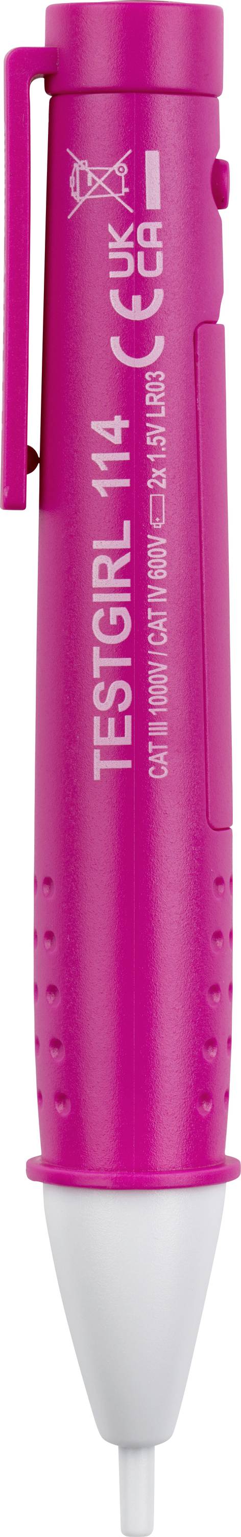 Cartouche de test TESTGIRL 114 rose avec buse blanche, étiquetée pour un test d'ovulation femme 4 en 1.