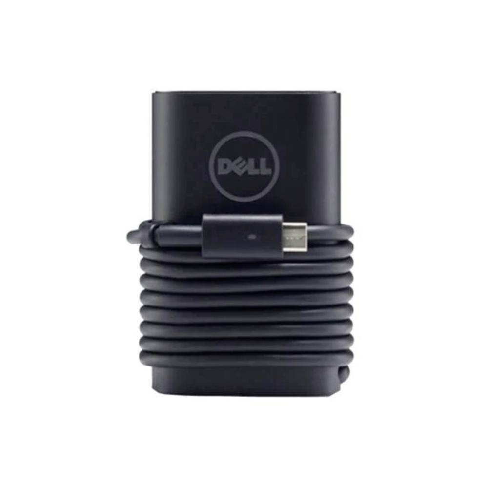 Adaptateur d'alimentation Dell USB-C noir avec câble de charge enroulé
