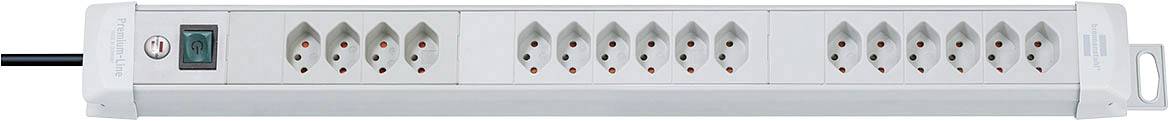 'Barrette multiprises blanche avec 12 emplacements et interrupteur marche/arrêt vert à gauche, adaptée à la gestion de plusieurs appareils électriques.'