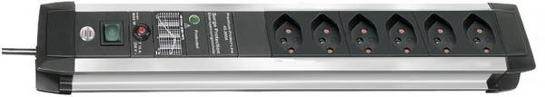 Multiprise avec parafoudre Brennenstuhl 1391002604 x6 noir, argent fiche CH 1 pc(s)