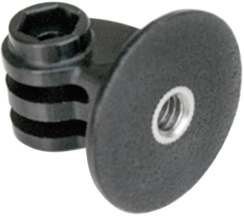 Un adaptateur noir avec une base ronde et plate, équipé d'un boulon de fixation, adapté aux accessoires de caméra.