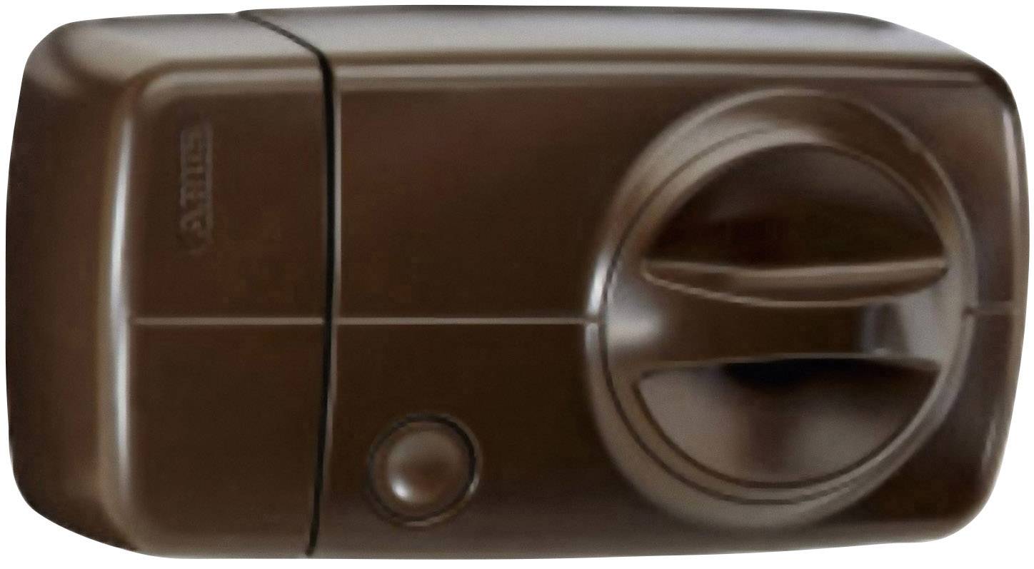 Serrure de sécurité marron avec bouton tournant rond et petit bouton en dessous ; adaptée pour sécuriser les portes.