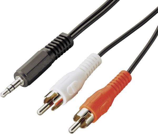 Cordon audio 2 RCA mâle vers jack mâle 3,5 mm A121B 1.20 m Conrad.fr