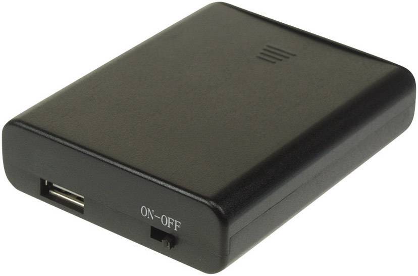 Disque dur externe noir avec port USB et interrupteur marche/arrêt, vu de côté.