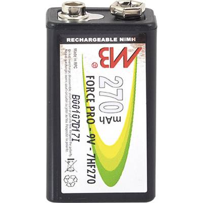 MicroBatt 7HF270 Pile rechargeable 6LR61 (9V) NiMH 270 mAh 9 V 1 pc(s)-0