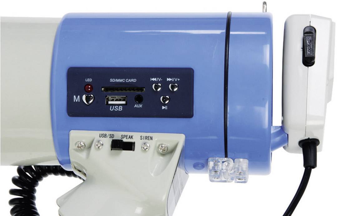 Mégaphone portable 25W Velleman MP25FMU (lecteur USB + SD)-6