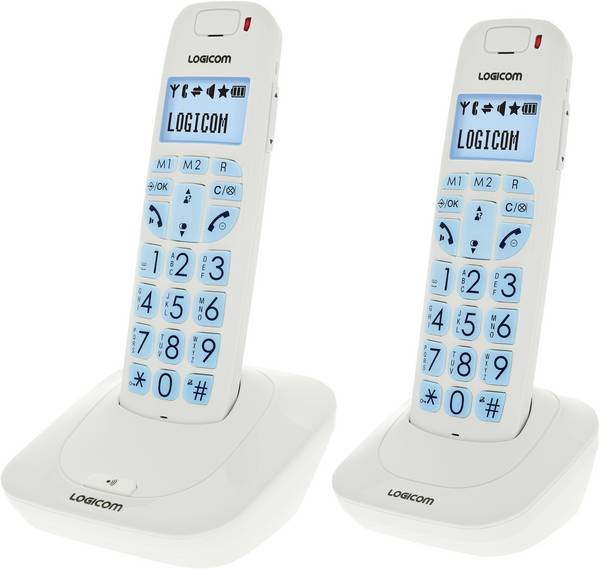 Téléphone Fixe sans Fil DECT Duo avec Grosses Touches et Mains-Libres