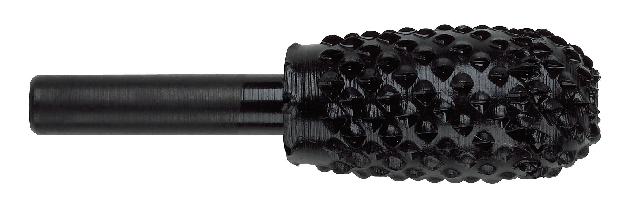 Un foret noir à tige cylindrique avec une structure grossière et tranchante. Utilisé pour l'usinage du bois ou des métaux.