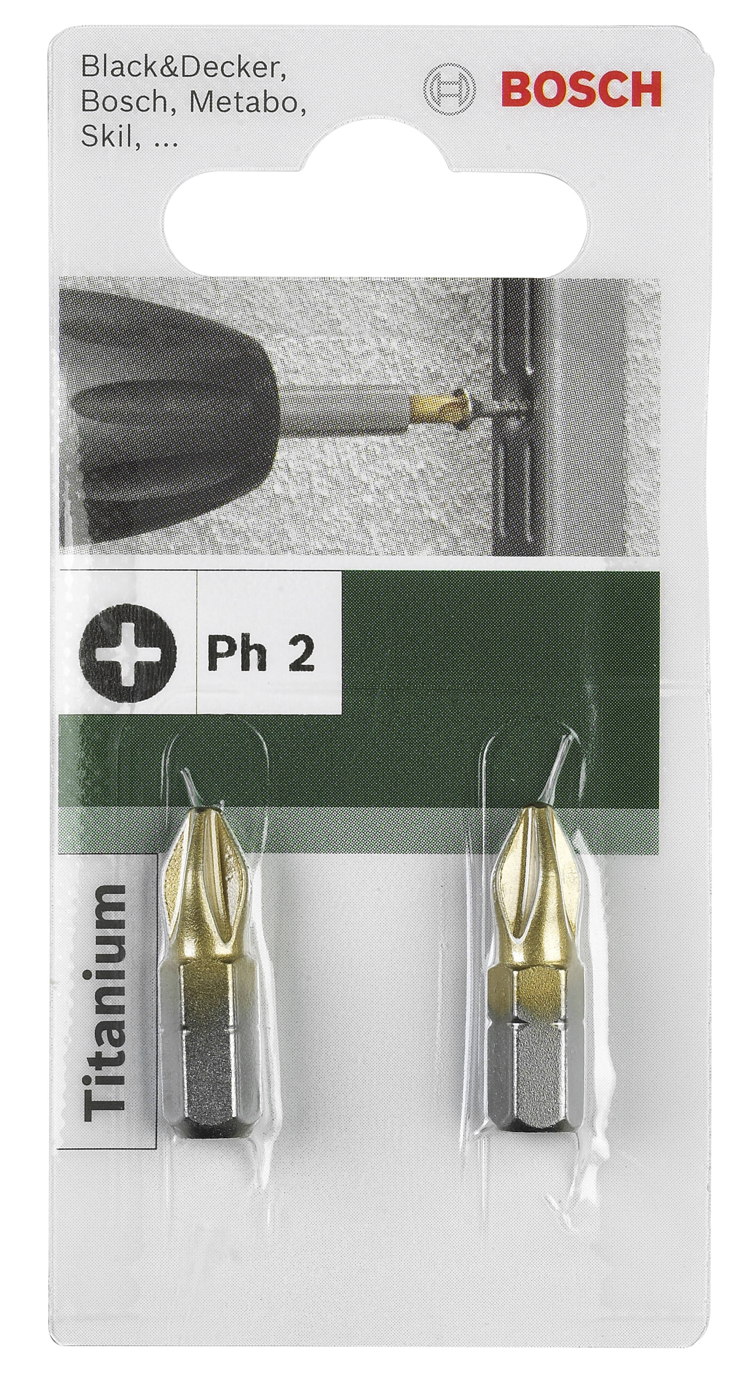 Embout cruciforme PH 3 Bosch Accessories 2609255918 TiN Forme (embouts): C 6.3 2 pc(s)-1