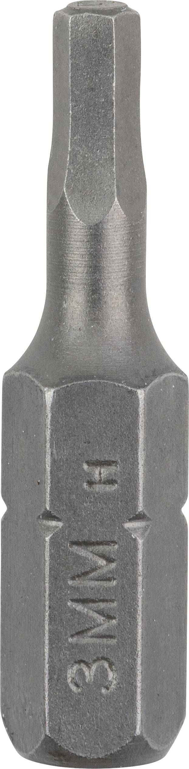 Un embout de tournevis hexagonal argenté gravé '3MM'.