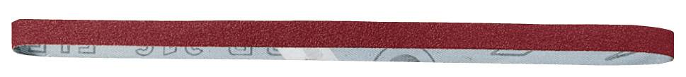 Barrette rouge avec un tissu à motifs bleu à l'intérieur.