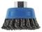 Brosses métalliques à poils torsadés avec boîtier en plastique bleu, adaptées au nettoyage des surfaces métalliques ou à l'élimination de la rouille.