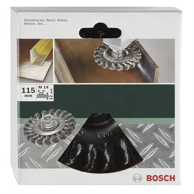 Brosse circulaire pour meuleuse droite et angulaire - fils torsadés laitonnés, inox, 115 mm Bosch 2609256512