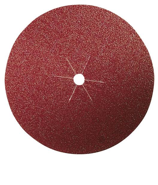 'Disque abrasif rouge avec un trou central et une texture fine.'