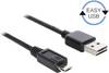 Delock Câble USB USB 2.0 USB-A mâle, USB-Micro-B mâle 5.00 m noir connecteur utilisable des deux cotés, contacts dorés, certifié UL 83369