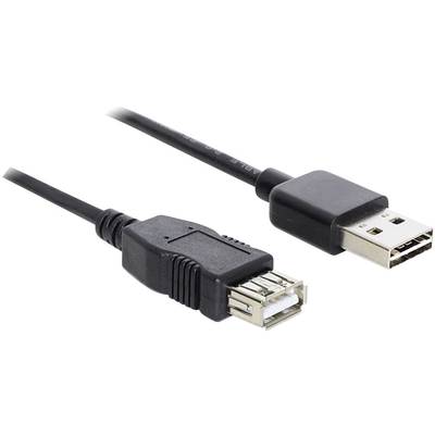 Delock Câble USB USB 2.0 USB-A mâle, USB-A femelle 1.00 m noir connecteur utilisable des deux cotés, contacts dorés, cer