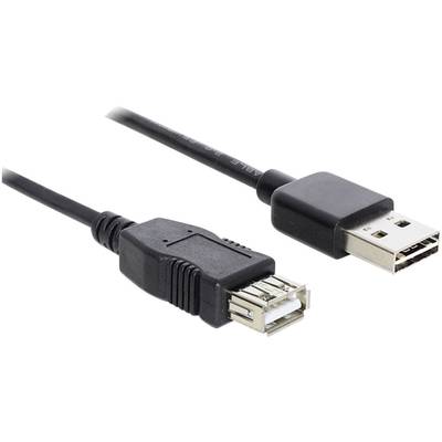 Delock Câble USB USB 2.0 USB-A mâle, USB-A femelle 3.00 m noir connecteur utilisable des deux cotés, contacts dorés, cer
