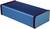 Un boîtier rectangulaire en aluminium bleu avec des capuchons d'extrémité amovibles, couramment utilisé pour protéger des composants électroniques.