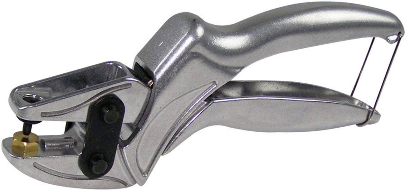 Poinçon en cuir argenté avec poignée ergonomique, adapté pour percer des trous dans le cuir et d'autres matériaux.