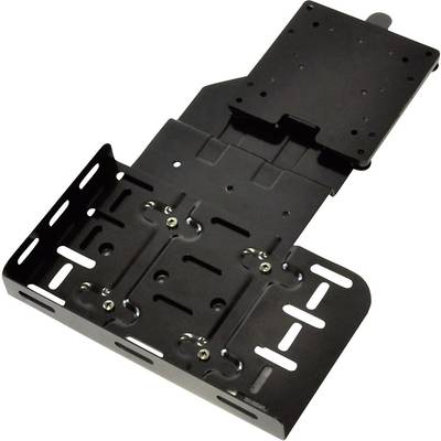 Support d'angle en métal noir avec plusieurs trous prépercés pour la fixation, adapté aux applications électroniques ou industrielles.