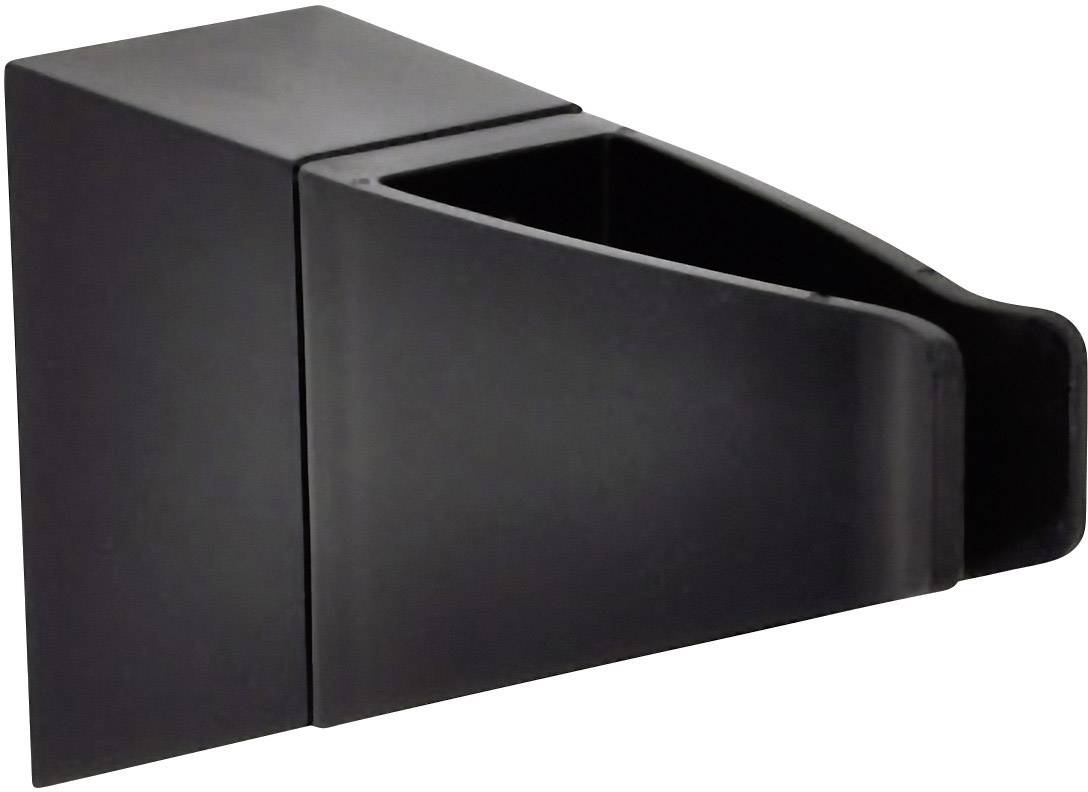 Support mural noir pour un objet carré, probablement destiné à un support de douche ou un accessoire de cuisine.