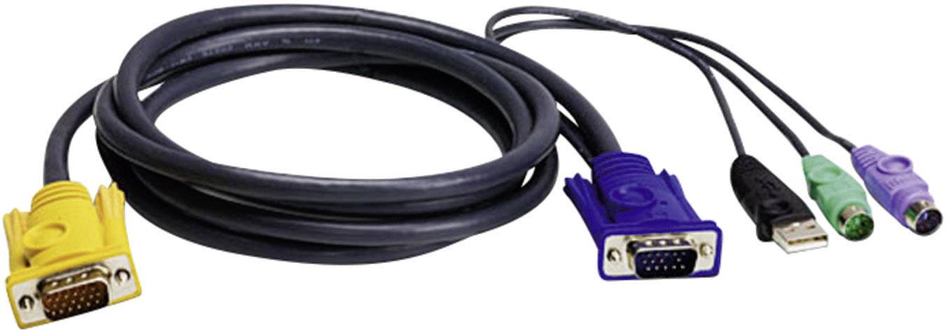 ATEN KVM Câble de raccordement [2x PS/2 mâle, USB 2.0 type A mâle, SPHD 15 mâle - 1x SPHD 15 mâle] 3.00 m noir-0