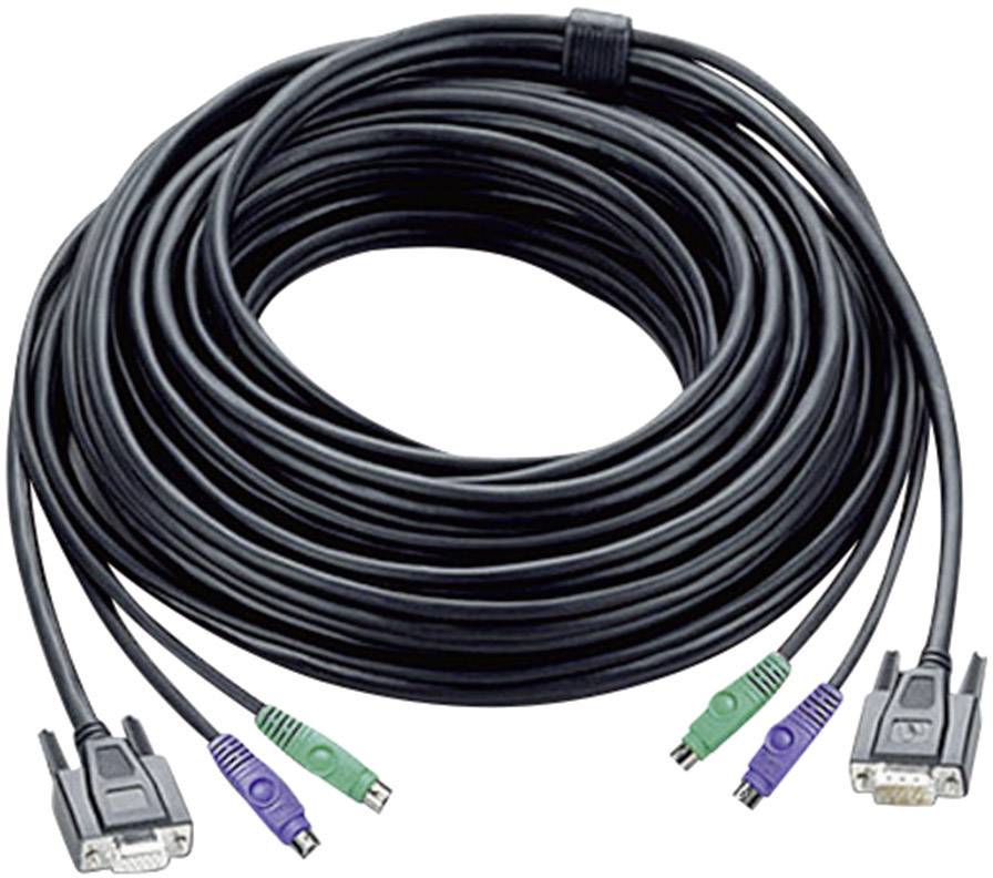 ATEN KVM Câble de raccordement [1x VGA mâle, PS/2 mâle, PS/2 mâle - 1x VGA femelle, PS/2 mâle, PS/2 mâle] 5.00 m noir-0
