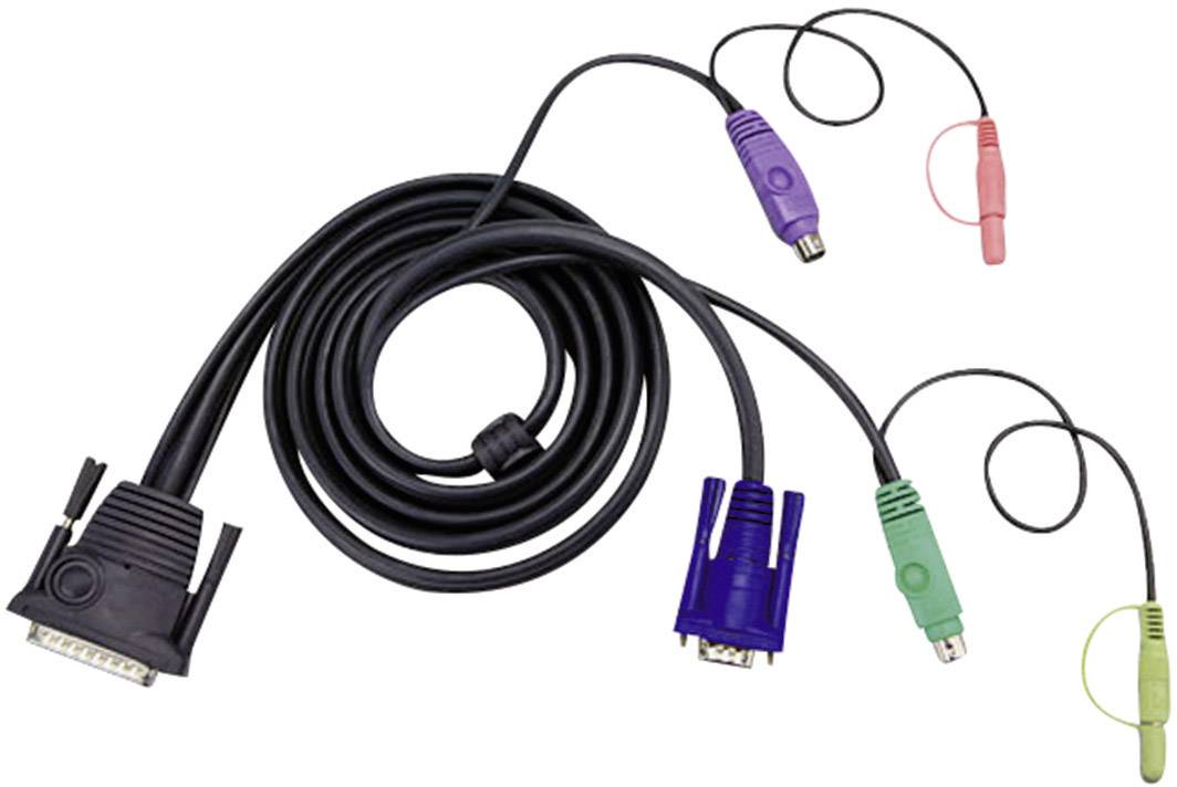 ATEN KVM Câble de raccordement [2x Jack mâle 3.5 mm, PS/2 mâle, VGA mâle - 1x SUB-D mâle 25 pôles] 1.80 m noir-0