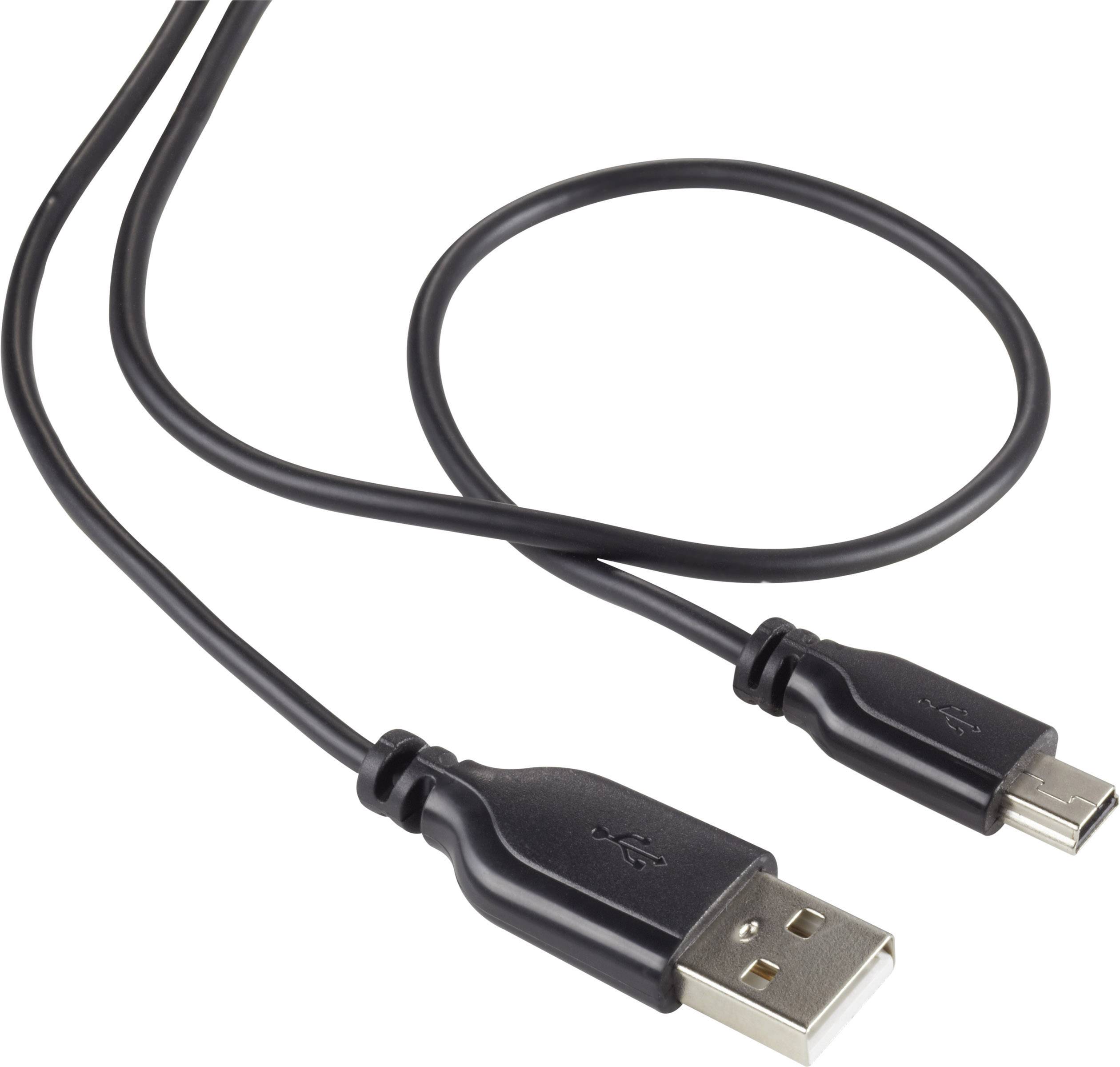 Renkforce Câble USB USB 2.0 USB-A mâle, USB-Mini-B mâle 1.00 m noir gaine ultra-douce RF-4080792