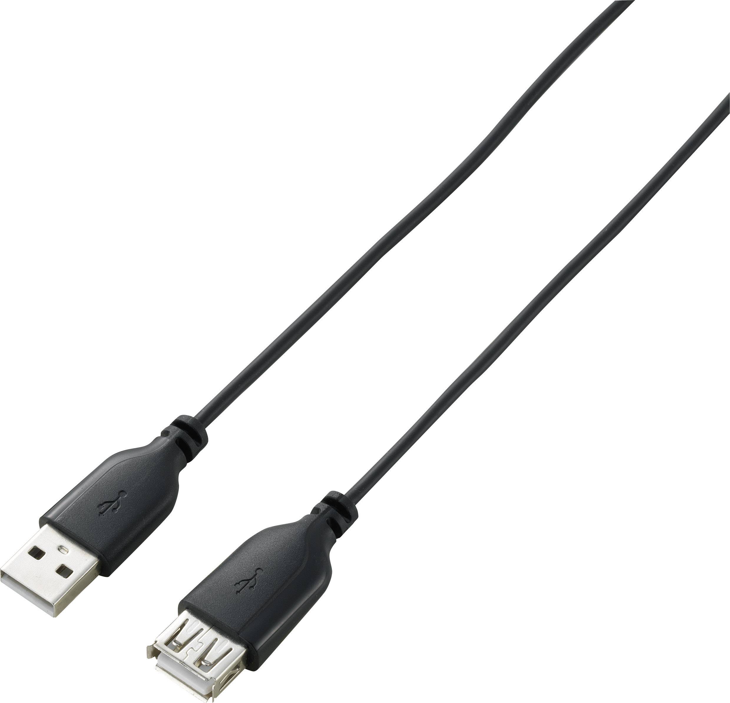 Câble d'extension USB noir avec connecteurs mâle et femelle, adapté pour connecter ou prolonger des périphériques USB.