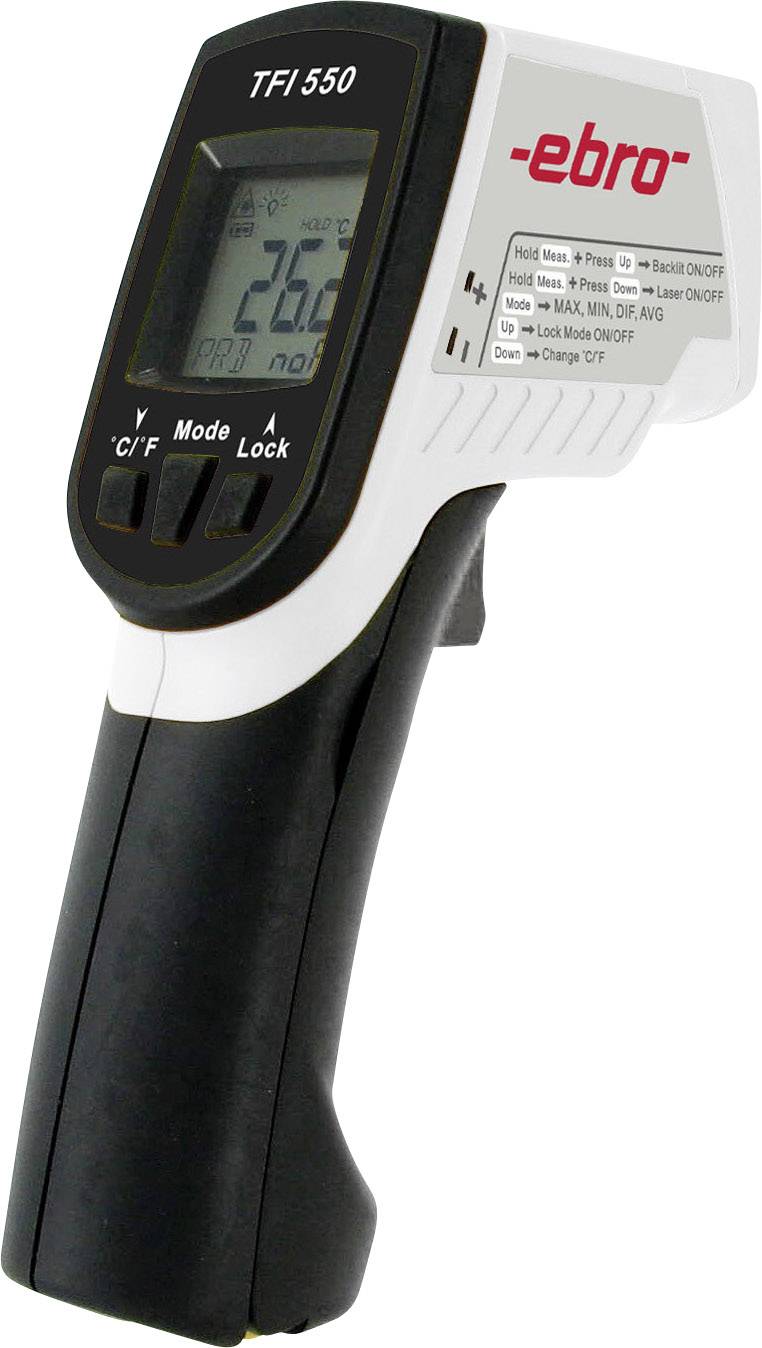Thermomètre infrarouge ebro TFI 550 Optique 30:1 -60 - +550 °C mesure par contact étalonné d'usine (sans certificat)