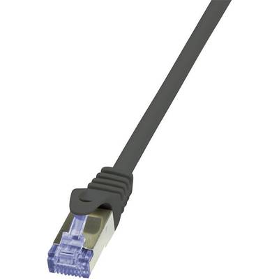 LogiLink CQ3013S RJ45 Câble réseau, câble patch CAT 6a S/FTP 0.25 m noir ignifuge, avec cliquet d'encastrement 1 pc(s)