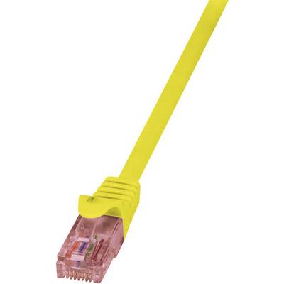 LogiLink CQ2027U RJ45 Câble réseau, câble patch CAT 6 U/UTP 0.50 m jaune ignifuge, avec cliquet d'encastrement 1 pc(s)
