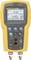Calibrateur de pression numérique avec boîtier jaune. Affiche '7,21 psi' et '4,901 mA' sur l'écran. Comprend des boutons pour les réglages.
