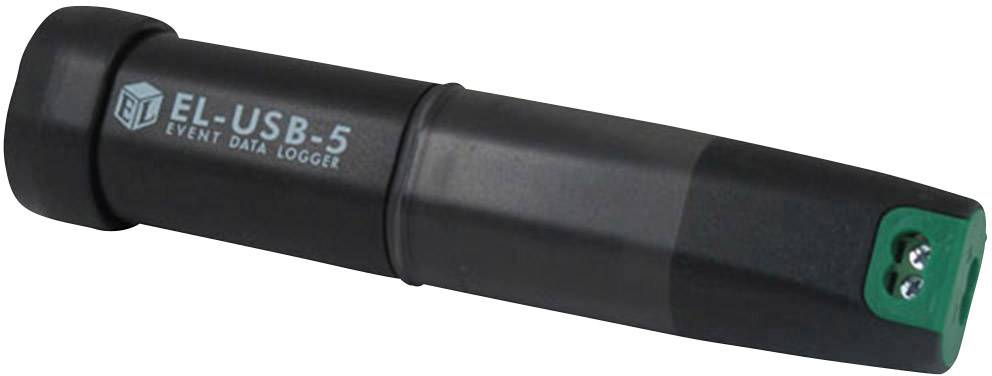 Enregistreur de données EL-USB-5 pour la capture d'événements, conception compacte, couleur noire, bornes marquées en bout.