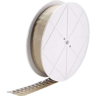 Un rouleau équipé de contacts métalliques fixés sur une bande est représenté. Il semble destiné à la fabrication industrielle.