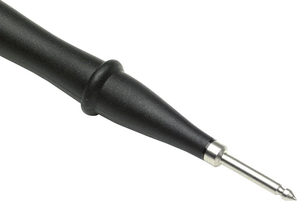 Pointe de fer à souder avec manche noir et embout métallique, adaptée pour le soudage précis de composants électroniques.
