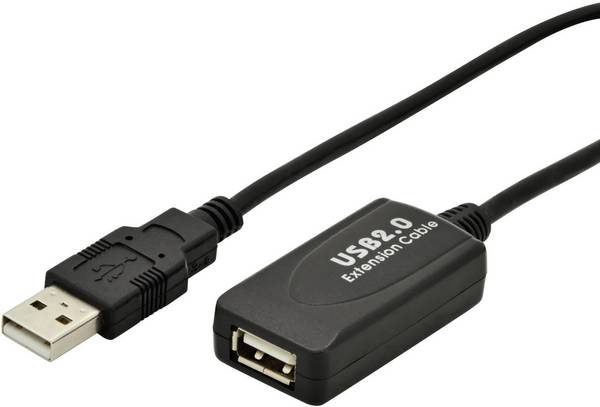 Digitus Câble USB USB 2.0 5.00 m actif avec amplification du signal USB-A mâle, USB-A femelle noir DA-70130-4