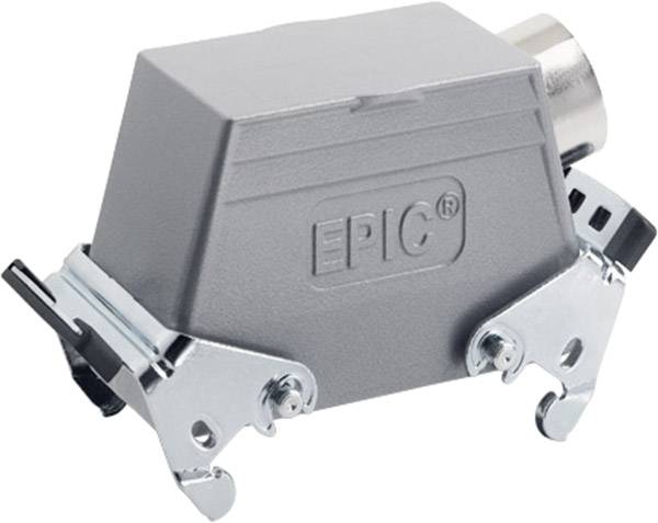 Un boîtier de connecteur rectangulaire gris avec l'inscription « EPIC » et deux attaches métalliques latérales pour la fixation.