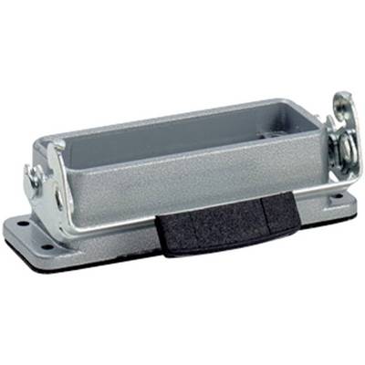 Support de dispositif métallique de forme rectangulaire, doté de points de fixation latéraux et d'un rembourrage noir sur sa face inférieure.