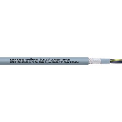 Câble 'ÖLFLEX CLASSIC 110 CH' avec isolation bleue, fabriqué par LAPP KABEL, adapté pour 600V, détail de câble multibrins intérieur visible.