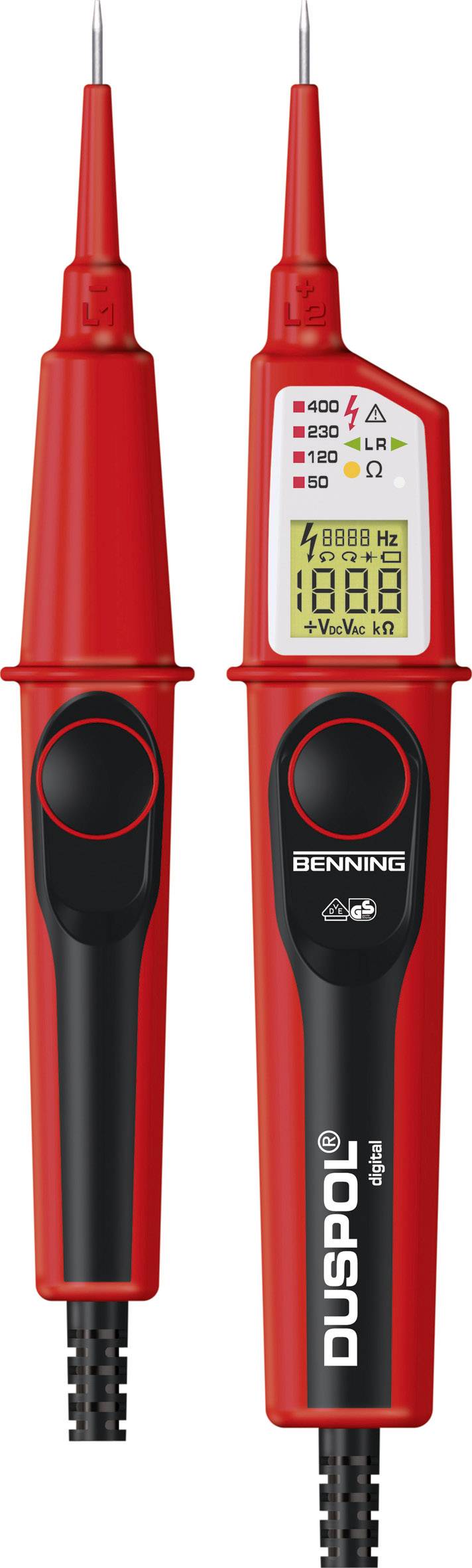 Testeur de tension à 2 pôles Benning DUSPOL digital 50263 CAT III 1000 V, CAT IV 600 V LCD, Vibration, Acoustique 1 pc(s