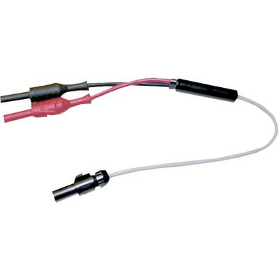 Deux câbles avec des connexions rouges et noires établissant une connexion électrique.