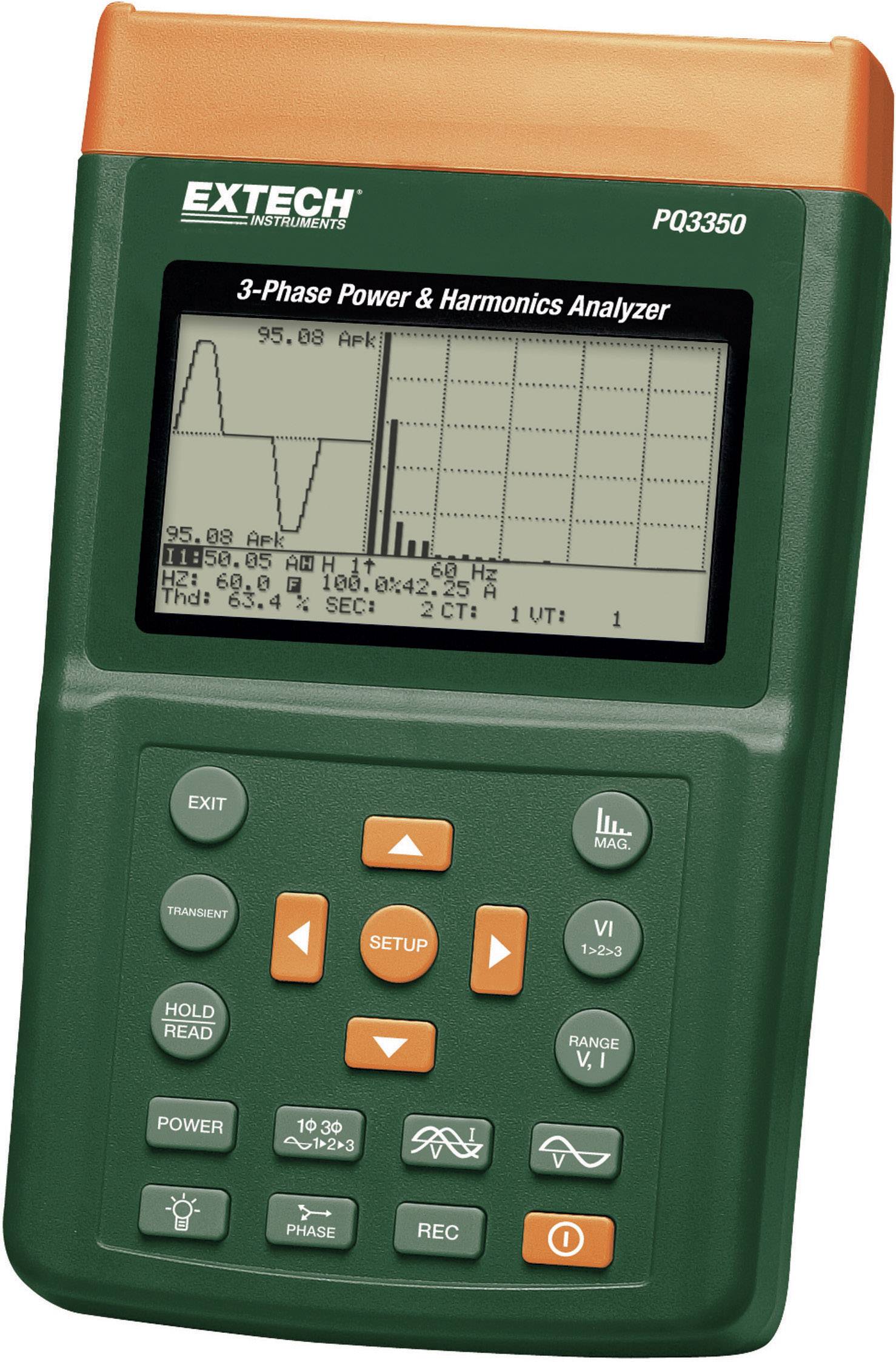 Extech PQ3350-1 Analyseur de réseau monophasé, triphasé avec pince ampèremétrique, avec fonction enregistreur-1