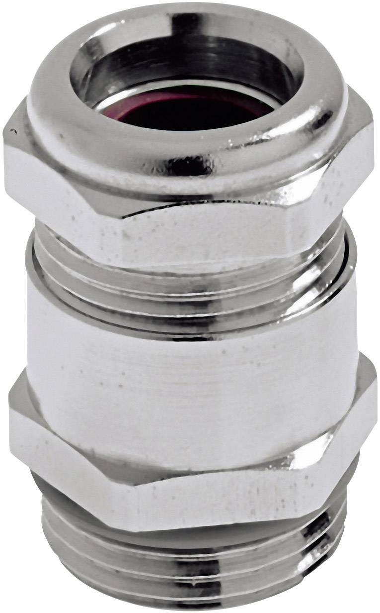 Raccord métallique, couleur argent, pour passages de câbles, forme cylindrique filetée avec joint d'étanchéité, utilisé dans les installations électriques.
