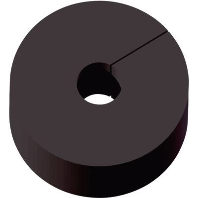 Noyau ferrite brun foncé de forme annulaire avec une petite fente sur un côté. Utilisé dans des applications électroniques.